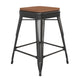 Black/Teak |#| Indoor/Outdoor Backless Counter Stool with Poly Seat - Black/Teak