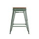 Green/Teak |#| Indoor/Outdoor Backless Counter Stool with Poly Seat - Green/Teak