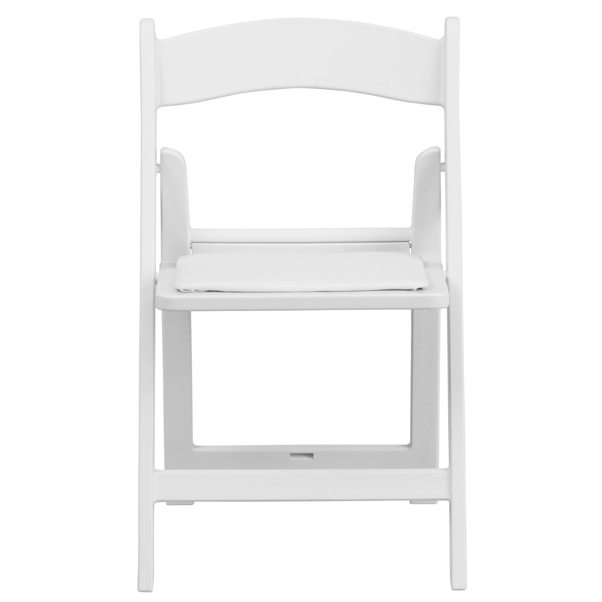 Kids White Resin Folding Chair with White Vinyl Padded Seat