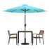 Lark 5 Piece Outdoor Patio Table Set with 2 Synthetic Teak Stackable Chairs, Lark 3Lark 5" Square Table & Umbrella with Base