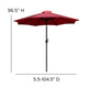 Red |#| 35inch Square Faux Teak Patio Table, 4 Chairs and Red 9FT Patio Umbrella with Base