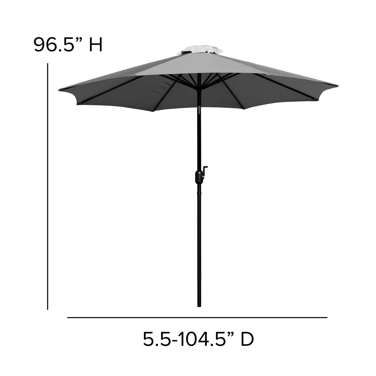 Gray |#| 35inch Square Faux Teak Patio Table, 4 Chairs and Gray 9FT Patio Umbrella with Base