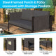 Charcoal |#| Black Steel Frame Loveseat with Included Charcoal Cushions and Storage Pockets