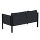 Charcoal |#| Black Steel Frame Loveseat with Included Charcoal Cushions and Storage Pockets