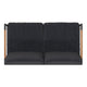 Charcoal |#| Black Aluminum Frame Loveseat with Teak Arm Accents and Charcoal Cushions