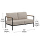 Light Gray |#| Black Aluminum Frame Loveseat with Teak Arm Accents and Beige Cushions