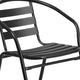 Black |#| 23.75inch Round Glass Metal Table with 2 Black Metal Aluminum Slat Stack Chairs