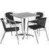 Lila 27.5'' Square Aluminum Indoor-Outdoor Table Set with 4 Rattan Chairs