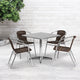 Dark Brown |#| 31.5inch Square Aluminum Indoor-Outdoor Table Set with 4 Dark Brown Rattan Chairs