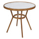 White & Navy Rattan/Natural Frame |#| Indoor/Outdoor Commercial Glass Top Bistro Table in White/Navy