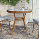 White & Navy Rattan/Natural Frame |#| Indoor/Outdoor Commercial Glass Top Bistro Table in White/Navy