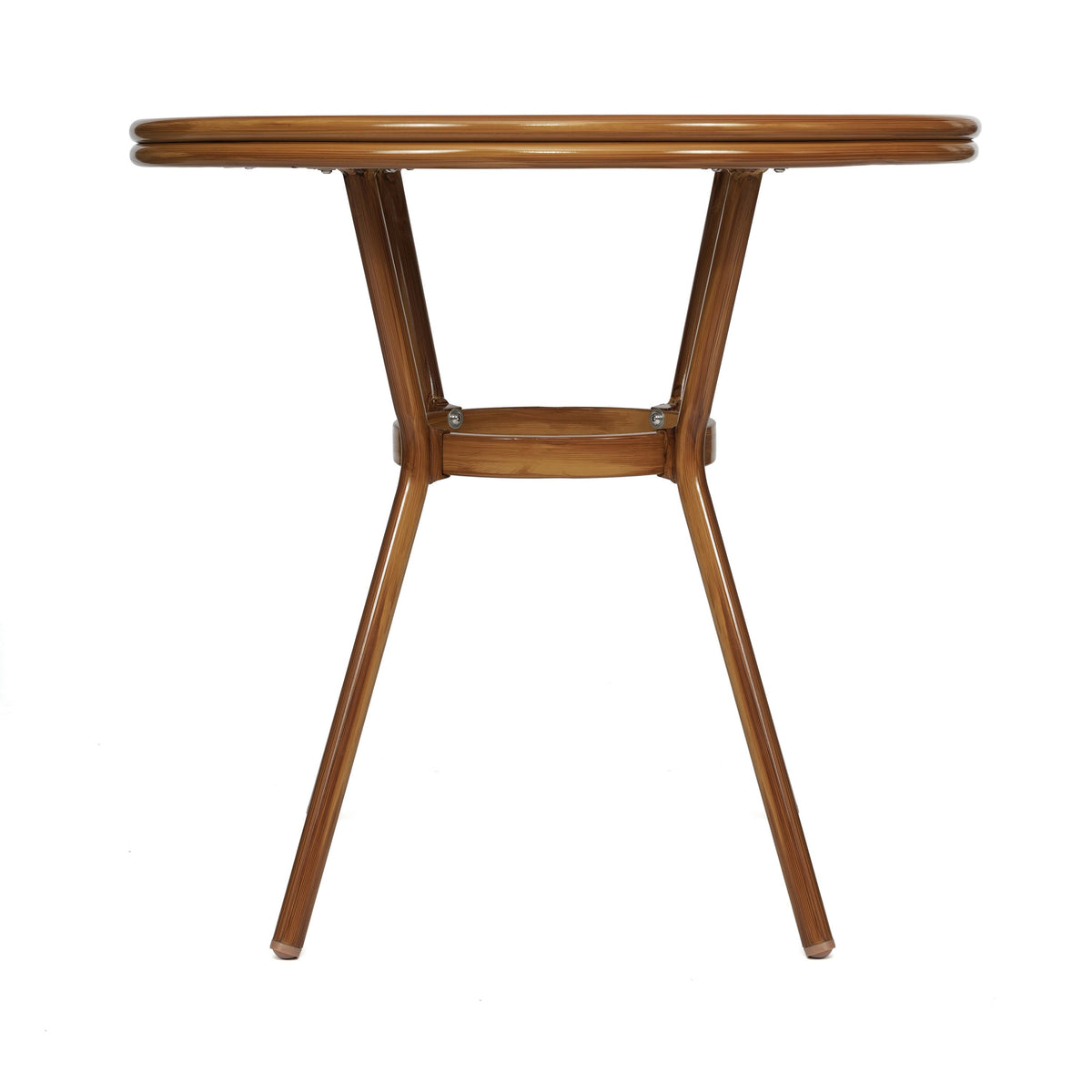 White & Navy Rattan/Natural Frame |#| Indoor/Outdoor Commercial Glass Top Bistro Table in White/Navy