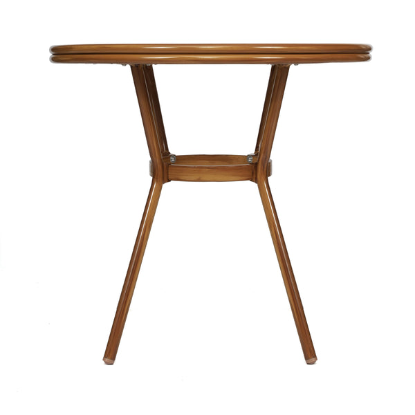 White & Navy Rattan/Natural Frame |#| Indoor/Outdoor Commercial Glass Top Bistro Table in White/Navy