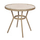 Natural & White Rattan/Light Natural Frame |#| Indoor/Outdoor Commercial Glass Top Bistro Table in Natural/White