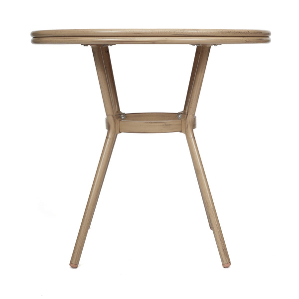 Natural & White Rattan/Light Natural Frame |#| Indoor/Outdoor Commercial Glass Top Bistro Table in Natural/White