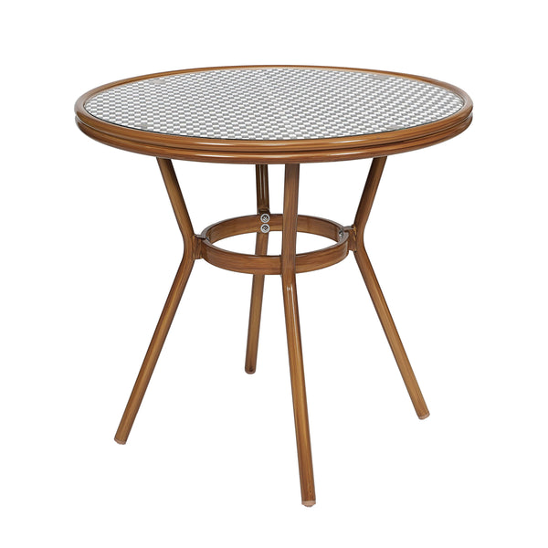 Black & White Rattan/Natural Frame |#| Indoor/Outdoor Commercial Glass Top Bistro Table in Black/White