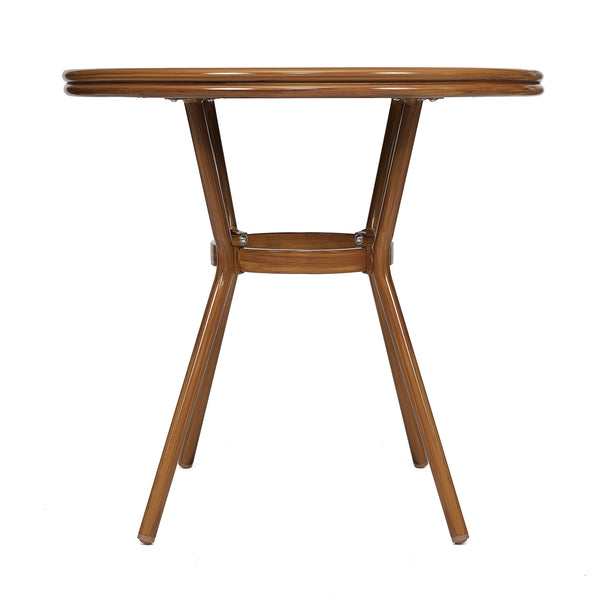 Black & White Rattan/Natural Frame |#| Indoor/Outdoor Commercial Glass Top Bistro Table in Black/White