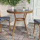 Navy & White Rattan/Natural Frame |#| Indoor/Outdoor Commercial Glass Top Bistro Table in Navy/White