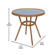 Navy & White Rattan/Natural Frame |#| Indoor/Outdoor Commercial Glass Top Bistro Table in Navy/White
