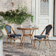 Navy & White Rattan/Natural Frame |#| Indoor/Outdoor Commercial Glass Top Bistro Table in Navy/White