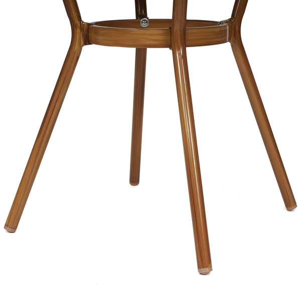 Navy & White Rattan/Natural Frame |#| Indoor/Outdoor Commercial Glass Top Bistro Table in Navy/White
