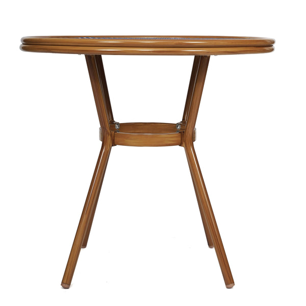Navy & White Rattan/Natural Frame |#| Indoor/Outdoor Commercial Glass Top Bistro Table in Navy/White