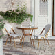 White & Gray Rattan/Natural Frame |#| Indoor/Outdoor Commercial Glass Top Bistro Table in White/Gray
