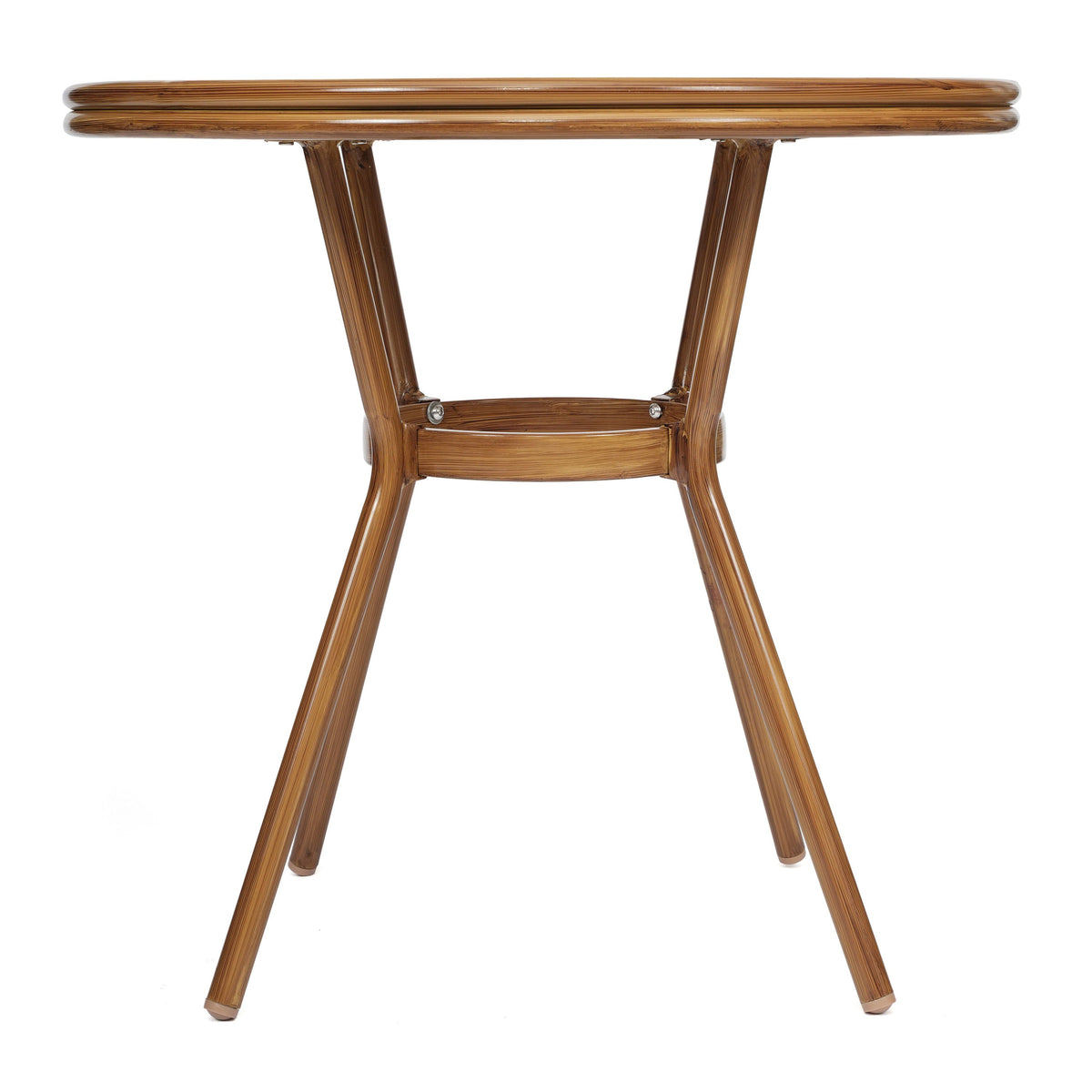 White & Gray Rattan/Natural Frame |#| Indoor/Outdoor Commercial Glass Top Bistro Table in White/Gray