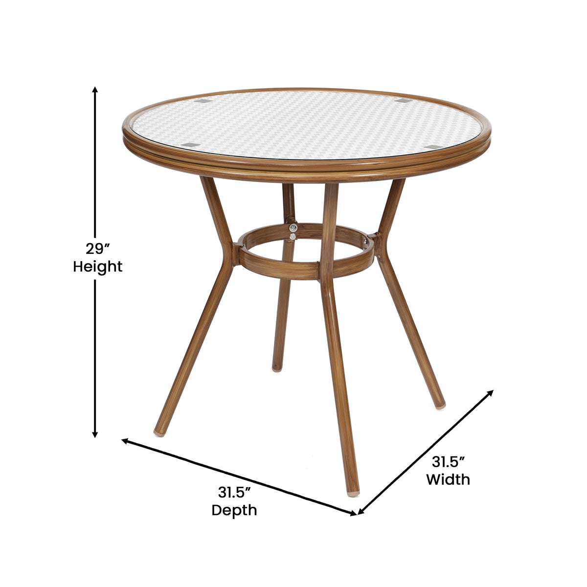 White & Gray Rattan/Natural Frame |#| Indoor/Outdoor Commercial Bistro Set with Table and 4 Chairs in Wht/Gray
