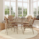Natural & White Rattan/Light Natural Frame |#| Indoor/Outdoor Commercial Bistro Set with Table and 4 Chairs in Nat/Wht