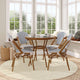 White & Navy Rattan/Natural Frame |#| Indoor/Outdoor Commercial Bistro Set with Table and 4 Chairs in Wht/Navy