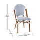 White & Navy Rattan/Natural Frame |#| Indoor/Outdoor Commercial Bistro Set with Table and 4 Chairs in Wht/Navy