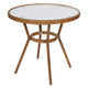 White & Navy Rattan/Natural Frame |#| Indoor/Outdoor Commercial Bistro Set with Table and 4 Chairs in Wht/Navy