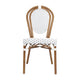 White & Gray/Natural Frame |#| All-Weather Commercial Paris Chair with Bamboo Print Metal Frame-Natural/White