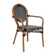 Black & White/Natural Frame |#| All-Weather Commercial Paris Chair with Bamboo Print Metal Frame-Black/White