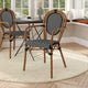Black & White/Natural Frame |#| All-Weather Commercial Paris Chair with Bamboo Print Metal Frame-Black/White