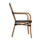 Black & White/Natural Frame |#| All-Weather Commercial Paris Chair with Bamboo Print Metal Frame-Black/White