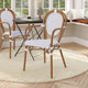 White & Gray/Natural Frame |#| All-Weather Commercial Paris Chair with Bamboo Print Metal Frame-White/Gray
