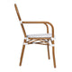 White & Gray/Natural Frame |#| All-Weather Commercial Paris Chair with Bamboo Print Metal Frame-White/Gray