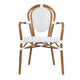 White & Gray/Natural Frame |#| All-Weather Commercial Paris Chair with Bamboo Print Metal Frame-White/Gray