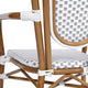 White & Gray/Natural Frame |#| All-Weather Commercial Paris Chair with Bamboo Print Metal Frame-White/Gray