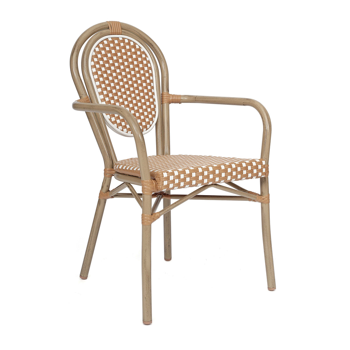 Natural & White/Light Natural Frame |#| All-Weather Commercial Paris Chair with Bamboo Print Metal Frame-Natural/White