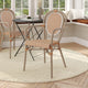 Natural & White/Light Natural Frame |#| All-Weather Commercial Paris Chair with Bamboo Print Metal Frame-Natural/White