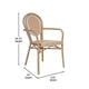 Natural & White/Light Natural Frame |#| All-Weather Commercial Paris Chair with Bamboo Print Metal Frame-Natural/White