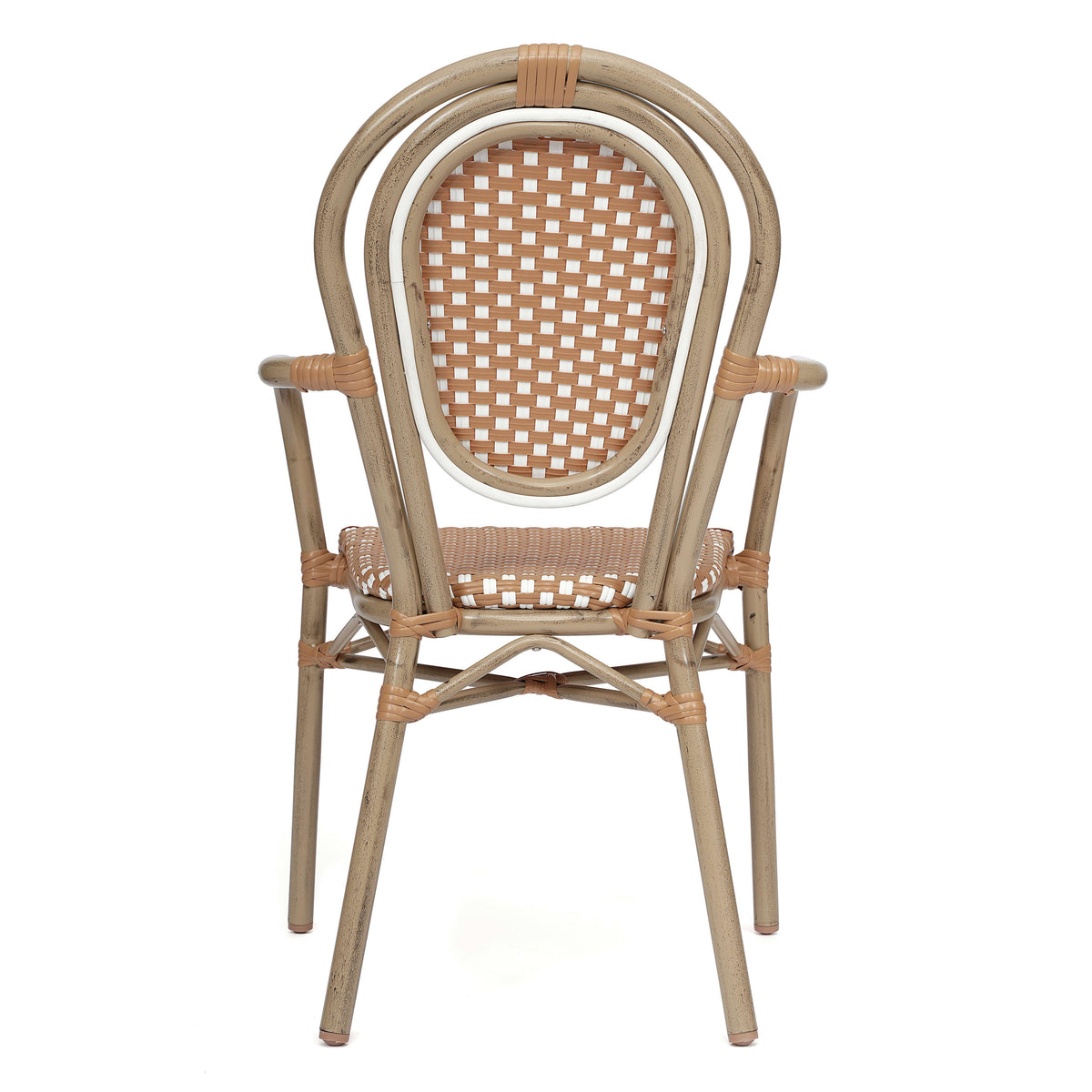 Natural & White/Light Natural Frame |#| All-Weather Commercial Paris Chair with Bamboo Print Metal Frame-Natural/White
