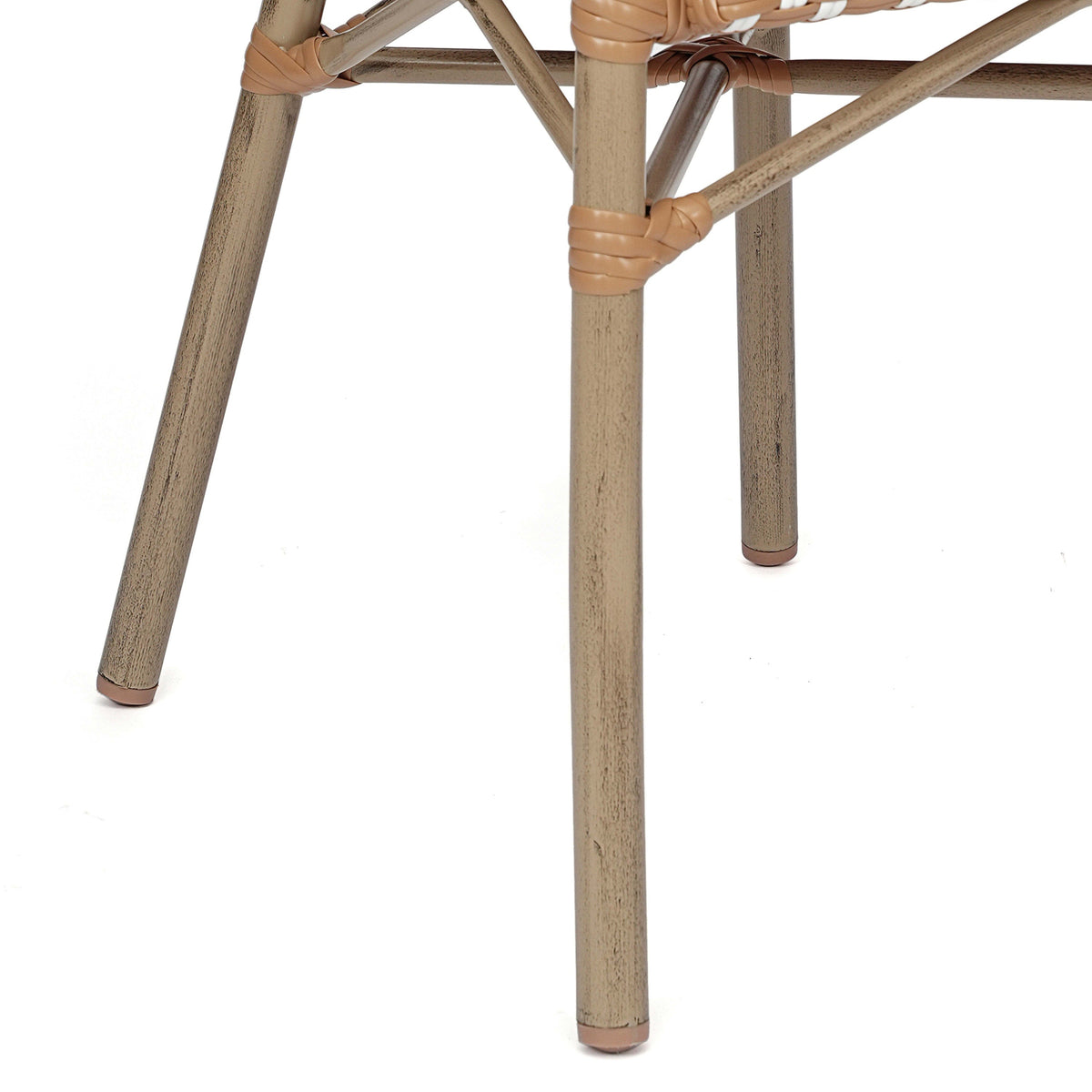 Natural & White/Light Natural Frame |#| All-Weather Commercial Paris Chair with Bamboo Print Metal Frame-Natural/White