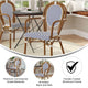 White & Navy/Natural Frame |#| All-Weather Commercial Paris Chair with Bamboo Print Metal Frame-White/Navy