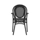 Black & White/Black Frame |#| All-Weather Commercial Paris Chair with Black Metal Frame-Black/White