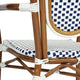 White & Navy/Natural Frame |#| All-Weather Commercial Paris Chair with Bamboo Print Metal Frame-White/Navy