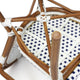 White & Navy/Natural Frame |#| All-Weather Commercial Paris Chair with Bamboo Print Metal Frame-White/Navy